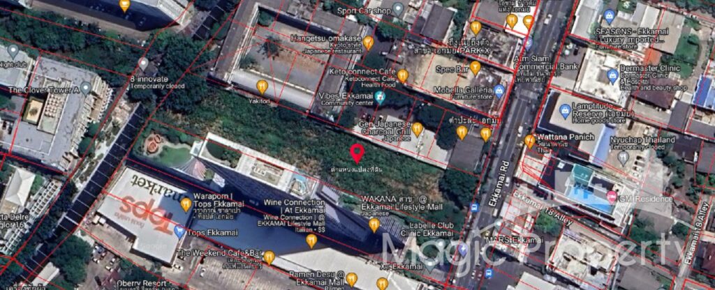 Prime Location 2 Rai 3 Ngan 46.4 Sq.wah Land For Sale on Ekkamai Road, Soi Sukhumvit 63, Khlong Tan Nuea, Watthana, Bangkok 10110.